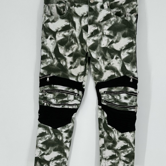 Argonaut Nation Mens Jeans 36x34 Green Camo Tie Dye Denim Zipper Ribbed Pants X5 - Picture 2 of 6